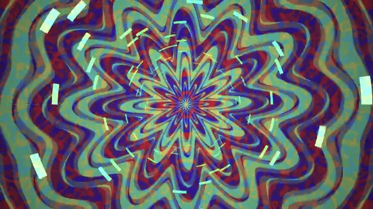 Abstract Psychedelic Kaleidoscope Pattern with Pulsing Geometric Shapes