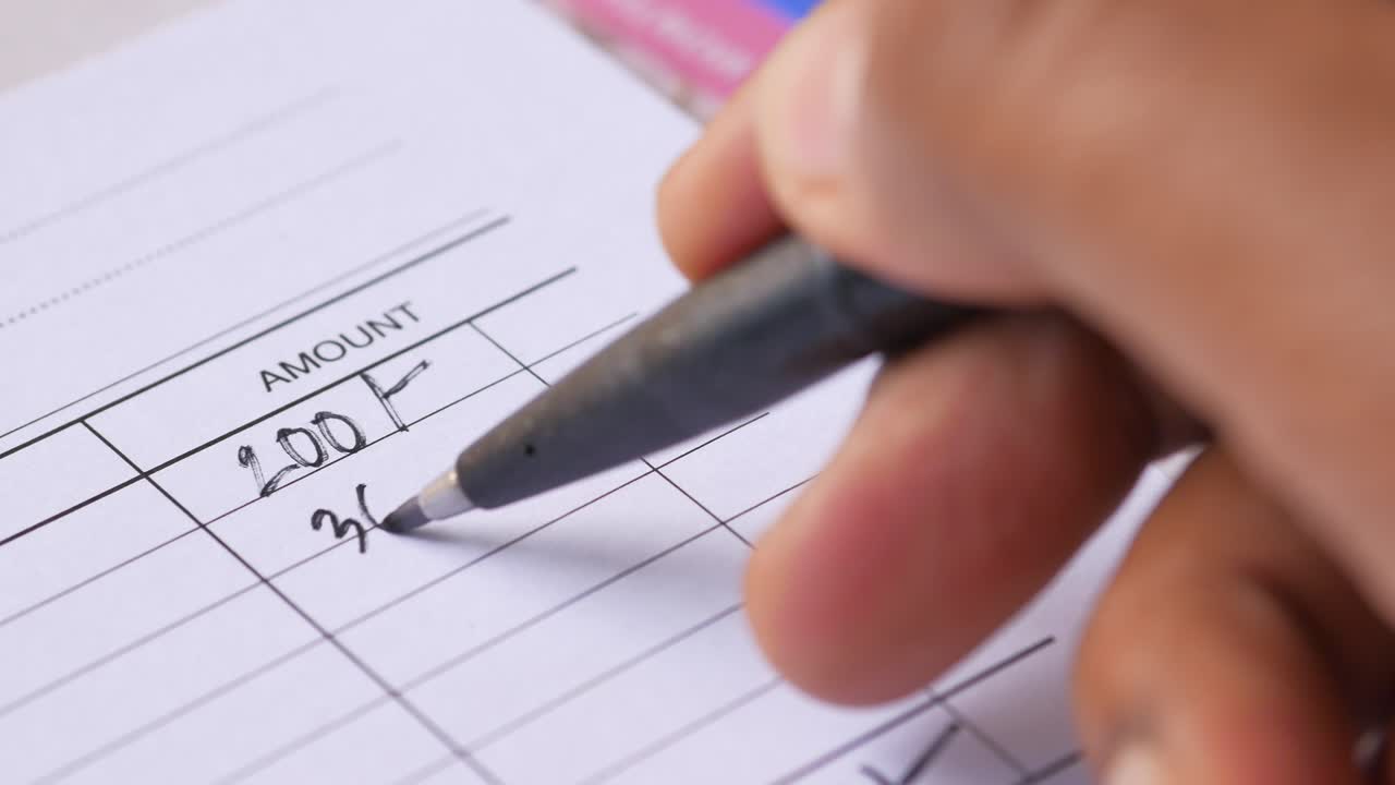 Hand writing on a form