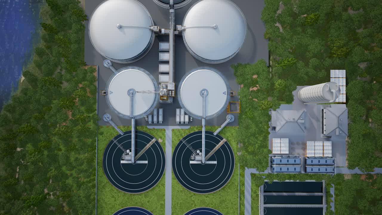 Aerial View of a Modern Wastewater Treatment Plant