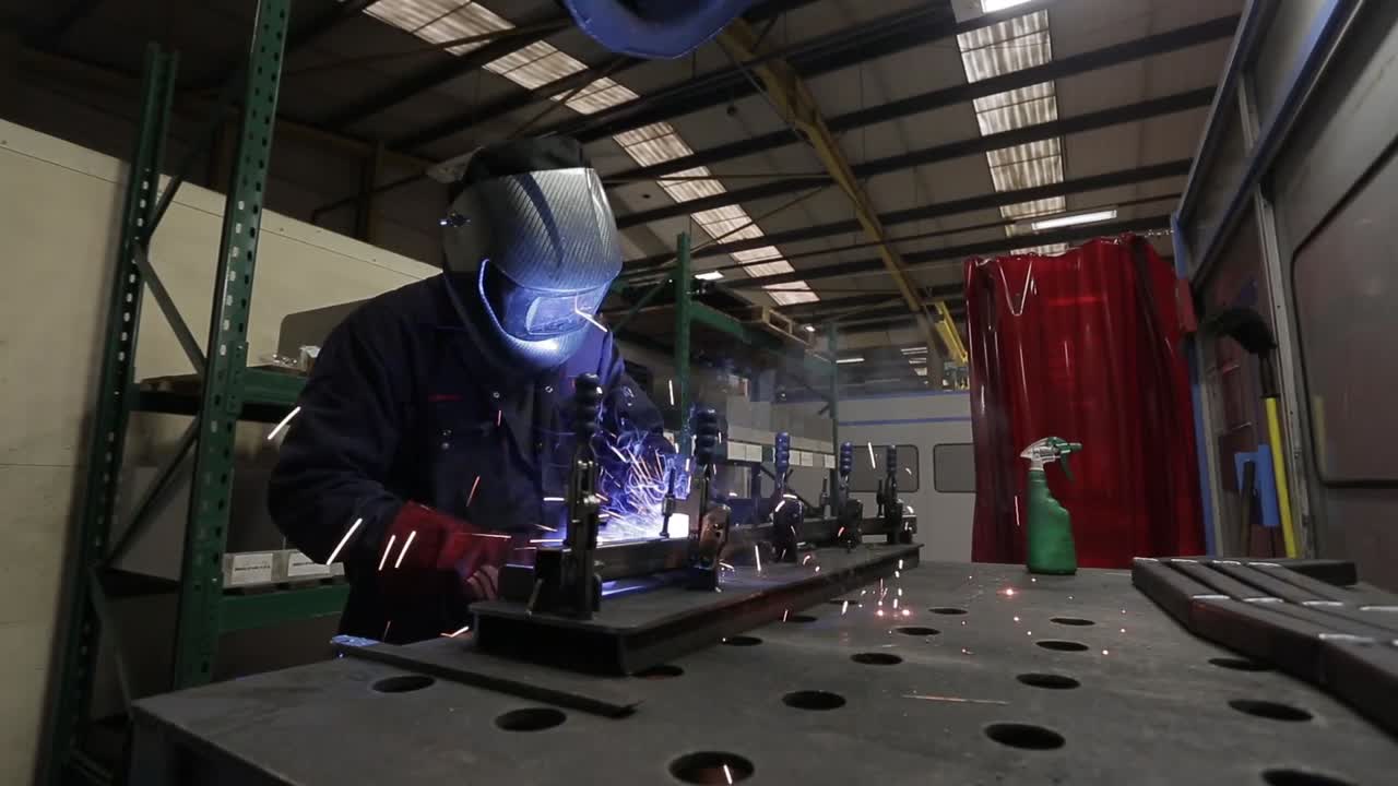 Mig welder in an engineering workshop