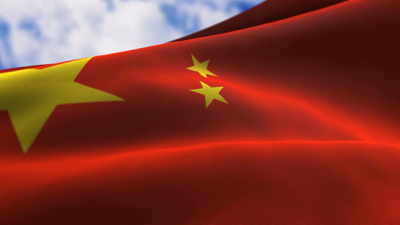bandeira chinesa agitando no vento com textura de tecido altamente detalhada.