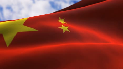 bandera china ondeando en el viento con textura de tela muy detallada. stock de bucle sin costura 4k video
