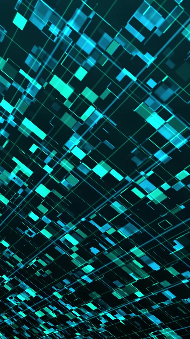 Abstract Digital Background with Moving Blue Geometric Squares
