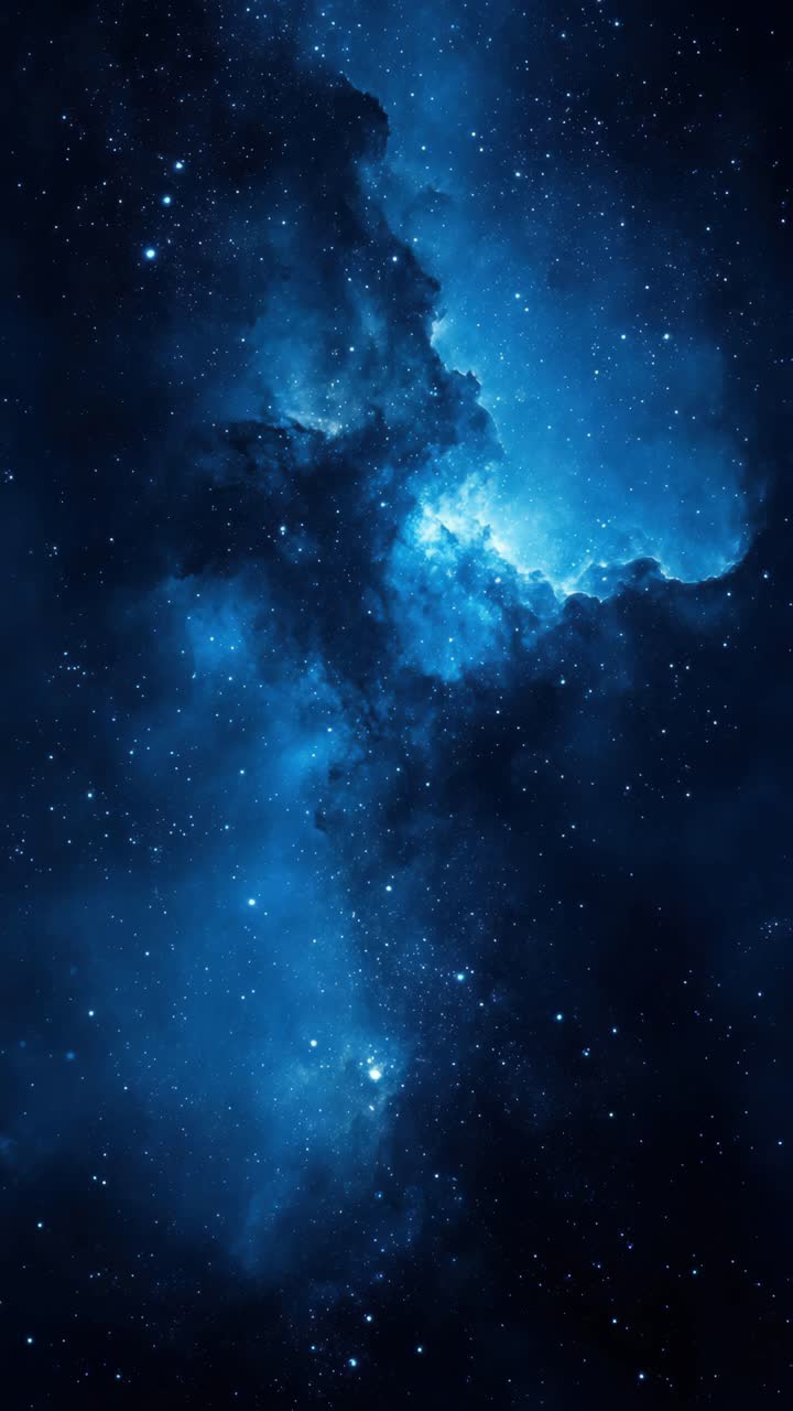 A mesmerizing vertical video shot of a deep blue galaxy, capturing the vastness of space