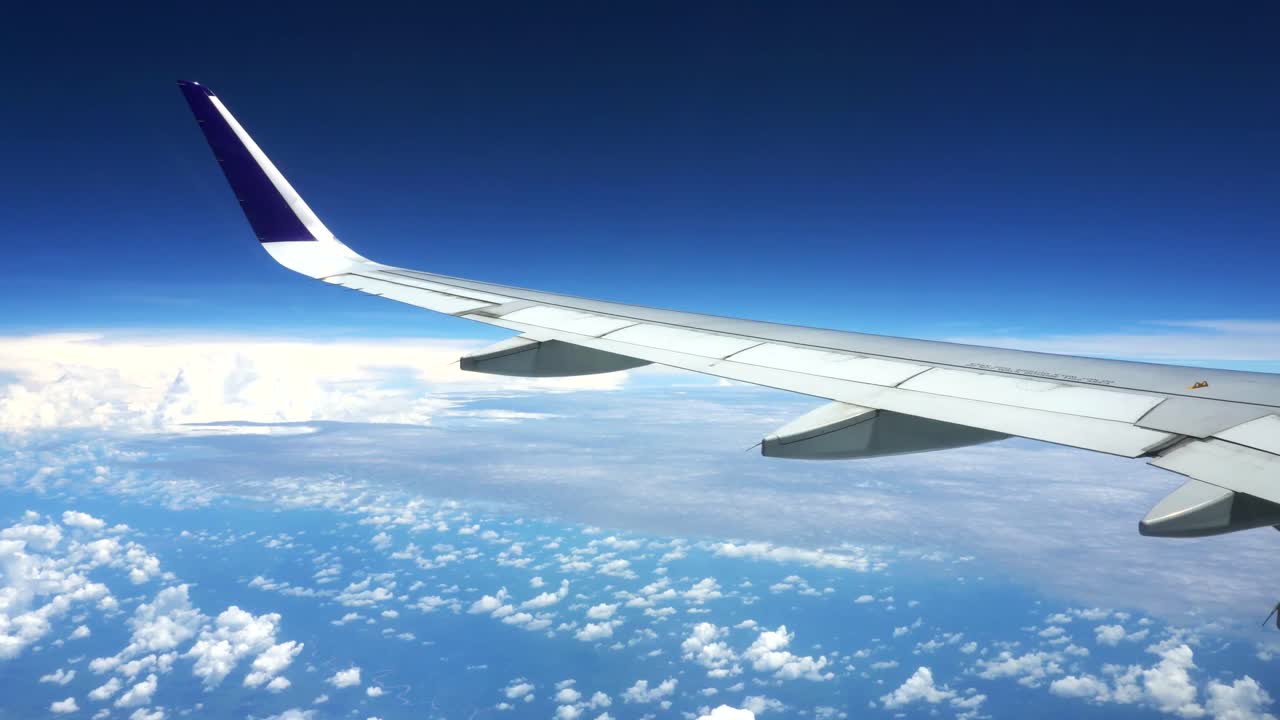 beautiful blue sky view from airplane window