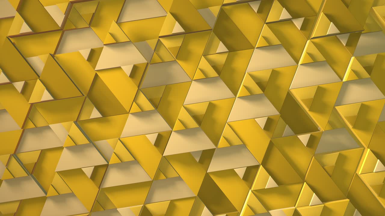 color amarillo soleado del minimalismo. enfoque selectivo. borrosidad. representación 3d de animación en bucle con el movimiento de triángulos geométricos. fondo sin fin para la presentación. animación de negocios
