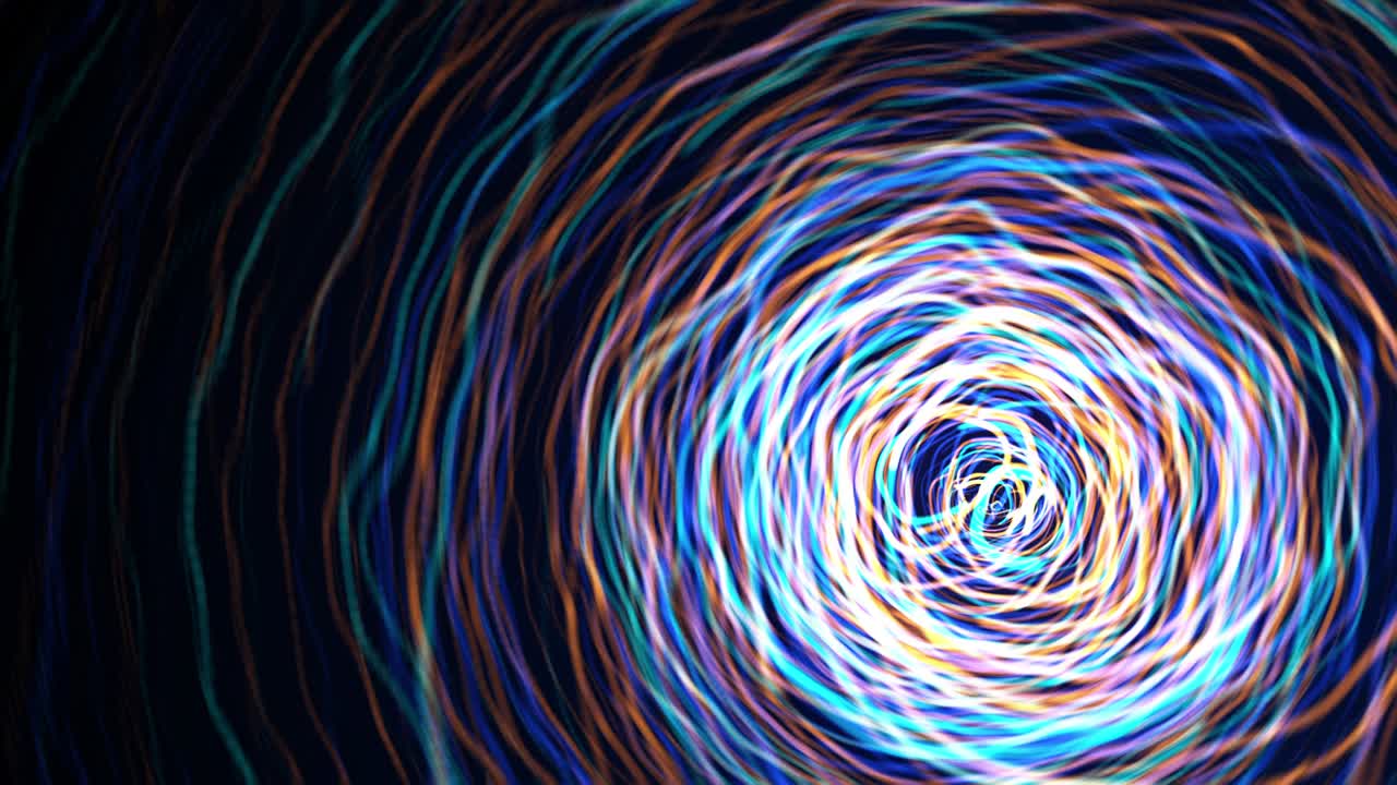 flujo abstracto de líneas luminosas ciclo de una corriente de partículas luminosas ondas de energía brillante que muestran meditación de energía.