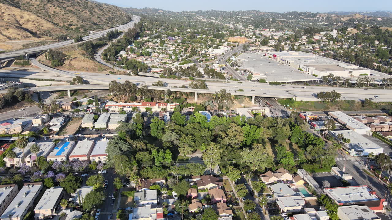 Glendale California Freeway drone 4k view.