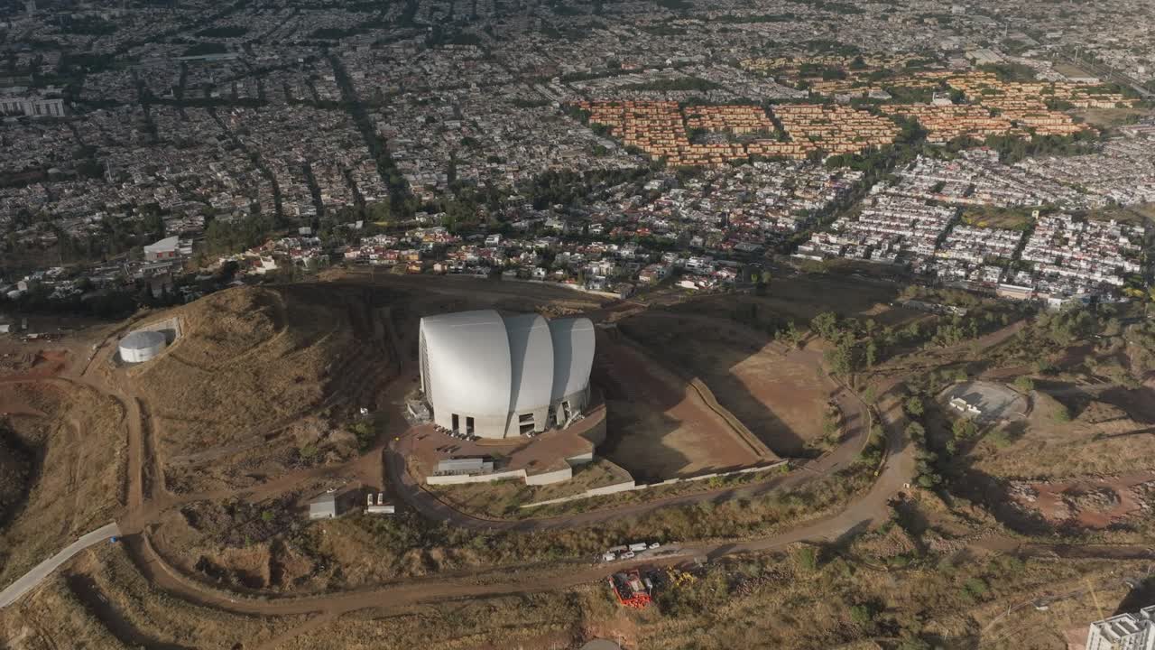 DRONE HALF ORBIT SHOT OF THE MARTYRS OF CHRIST THE KING IN TLAQUEPAQUE, JALISCO