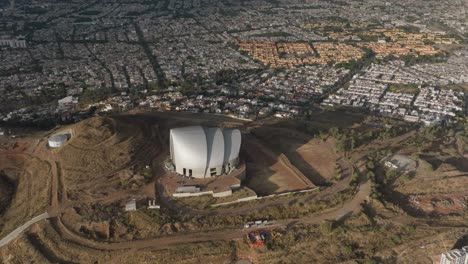 drone half orbit shot of the martyrs of christ the king in tlaquepaque, jalisco
