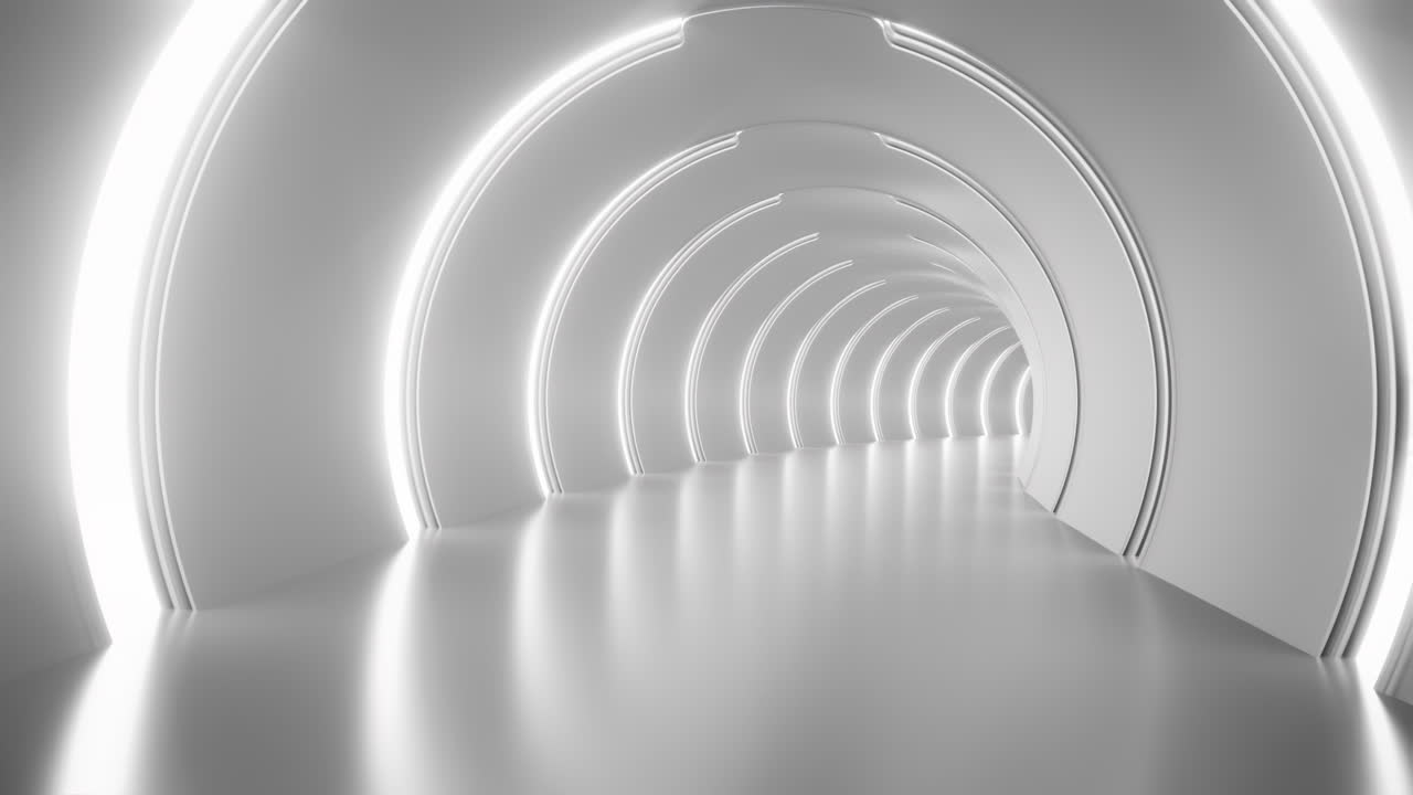 Futuristisk hvid lystunnel loop 4K