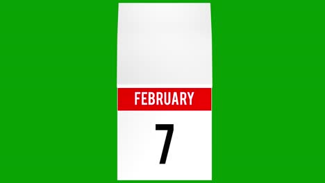 february 28 days daily calendar with animated turning pages and a white page at the end to write your message