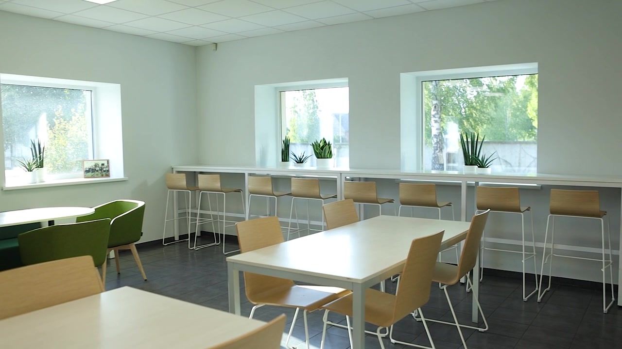 A modern and empty cafeteria or office canteen lunch room