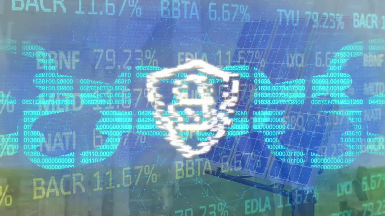 보안 잠금과 사슬을 통해 금융 데이터 처리의 애니메이션