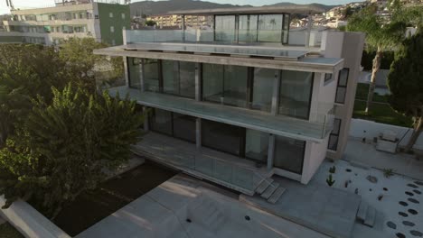 aerial newly built rincon house with solar panels malaga, spain