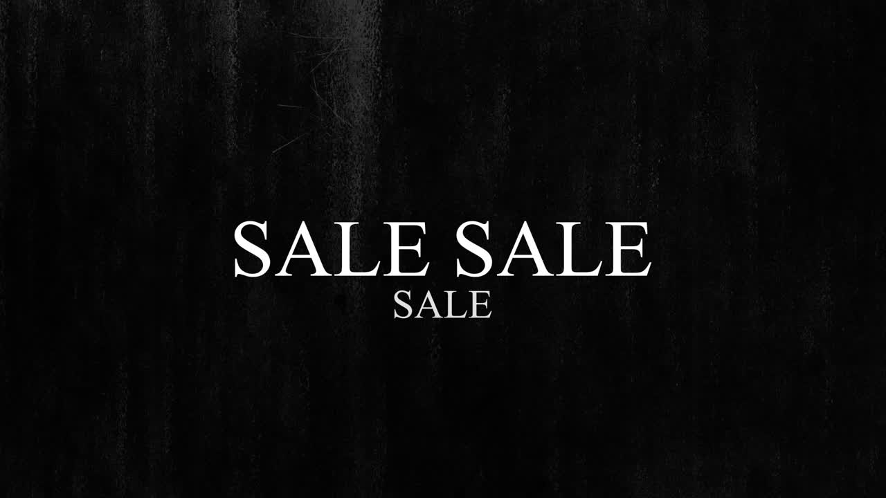 검은색 바탕에 움직이는  ⁇ 색 수직 스크래치 라인과 함께  ⁇ 박이는 텍스트 판매의 애니메이션