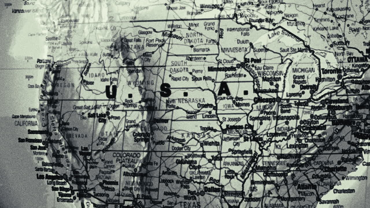 Black and White Map of the United States of America