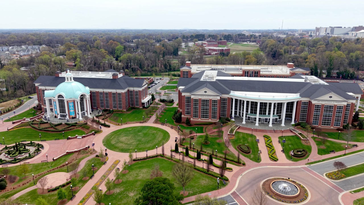 low aerial over high point university in high point north carolina