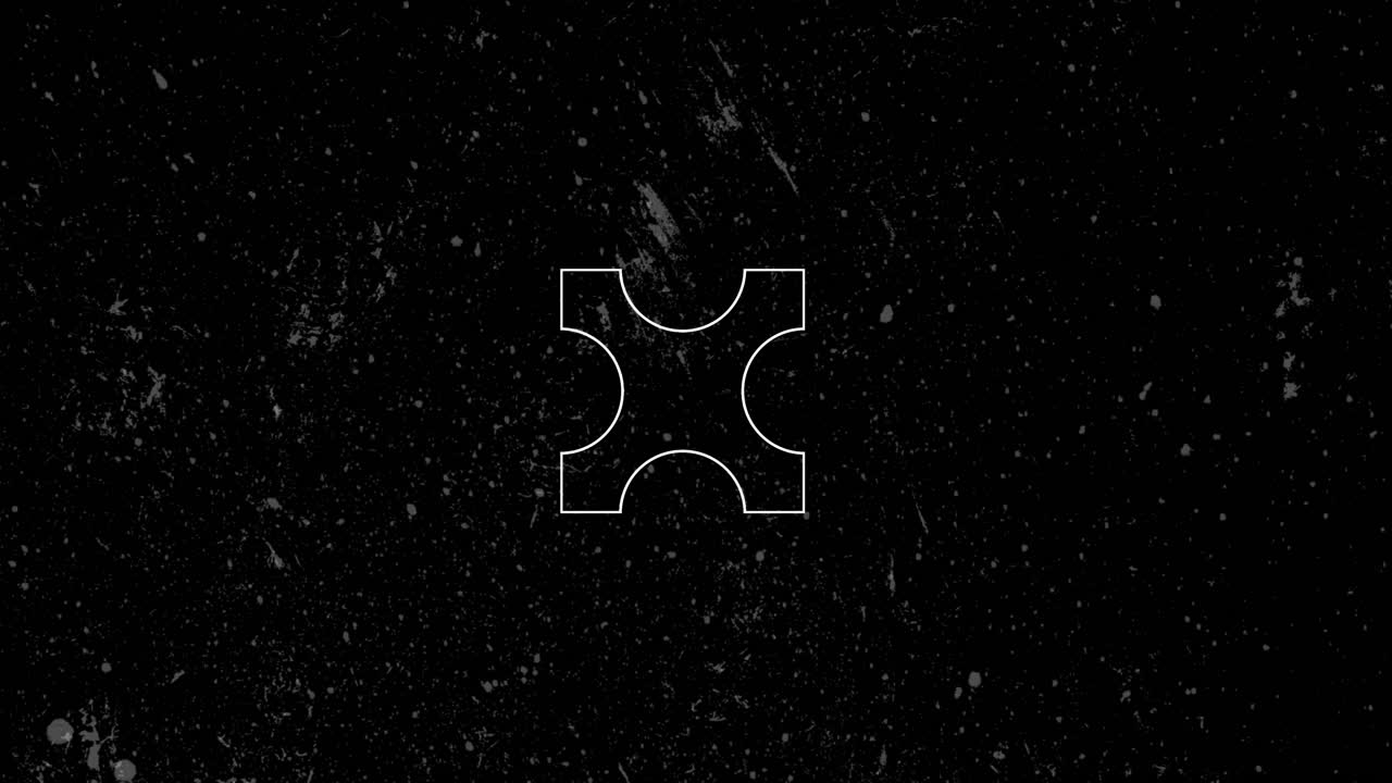Contorno animato di ingranaggio bianco su sfondo nero effetto grunge