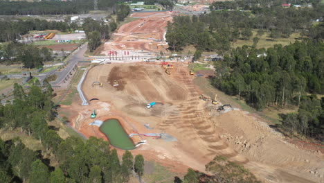 Heavy-Construction-work-on-the-new-M12-highway-for-the-new-Western-Sydney-International-Airport,-Australia