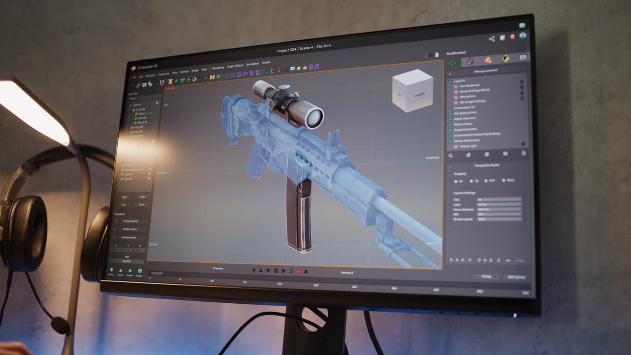 3D Modeling of a Rifle on a Computer Screen