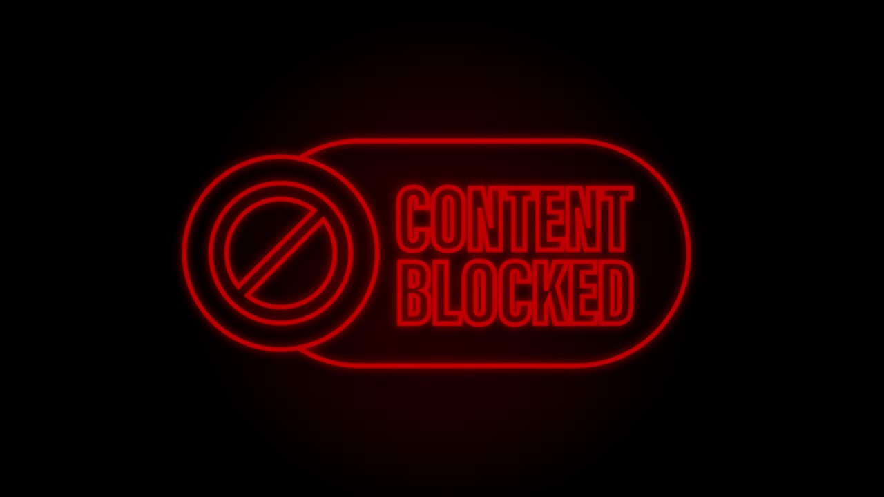contenido bloqueado etiqueta. estilo de neón. gráfico de movimiento