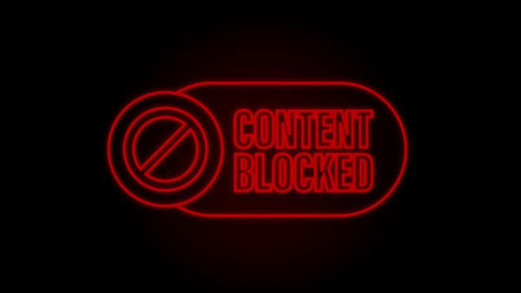 Content blocked label. Neon style. Motion Graphic