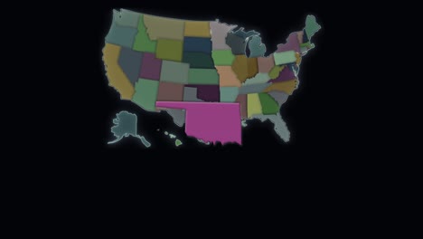 Oklahoma-Está-Resaltado---Estados-Unidos---Mapa-De-Estados-Unidos