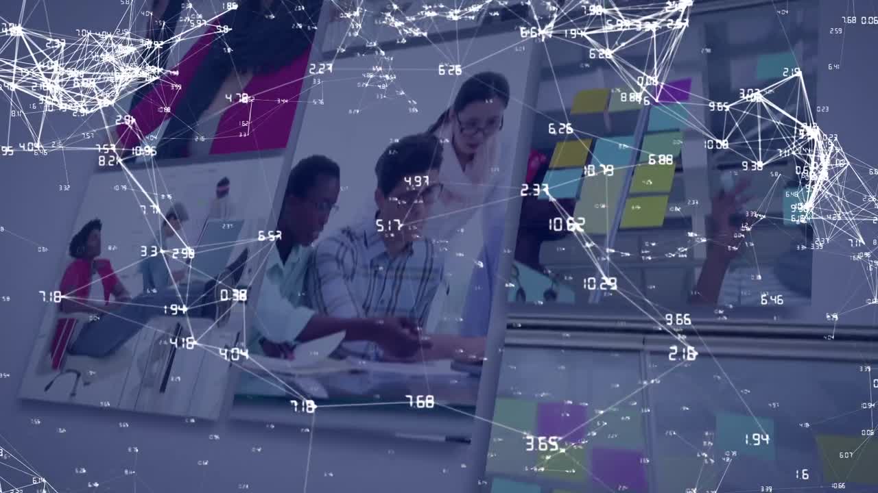 animación de la red de conexiones entre diversos empresarios