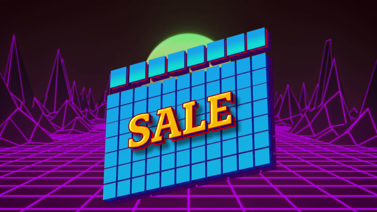 블랙 배경에 그리드 네트워크와 보라색 3d 구조에 대한 추상적인 모양에 대한 판매 텍스트