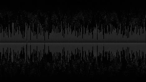 monochrome animated audio waveform pulsing simulating dynamic motion of digital sound frequencies