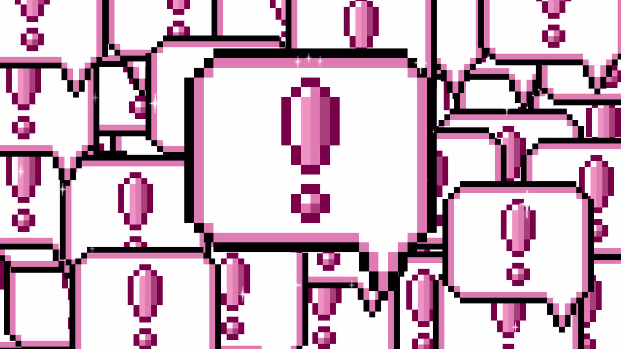 Pixel art pop up speech bubble icon exclamation mark Transitions. 1080p - 30 fps - Alpha Channel (8).mov