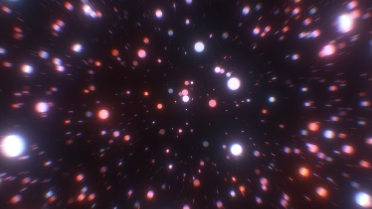 Fast Neon Glowing Lights Circles Fly By in Retro 80s Red Pink Colors - 4K Seamless VJ Loop Motion Background Animation