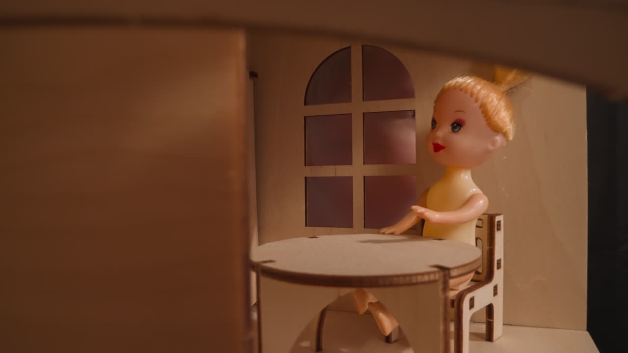 маленький мальчик заглядывает через арковое окно в коляску и мебель.