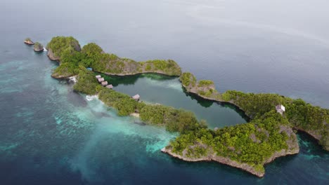 drone orbit shot of dream destination rufas island lagoon