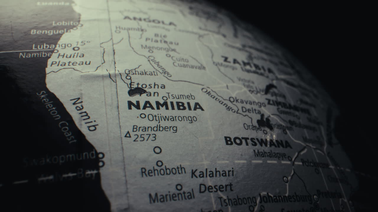 Close-up of a World Globe Focusing on Southern Africa