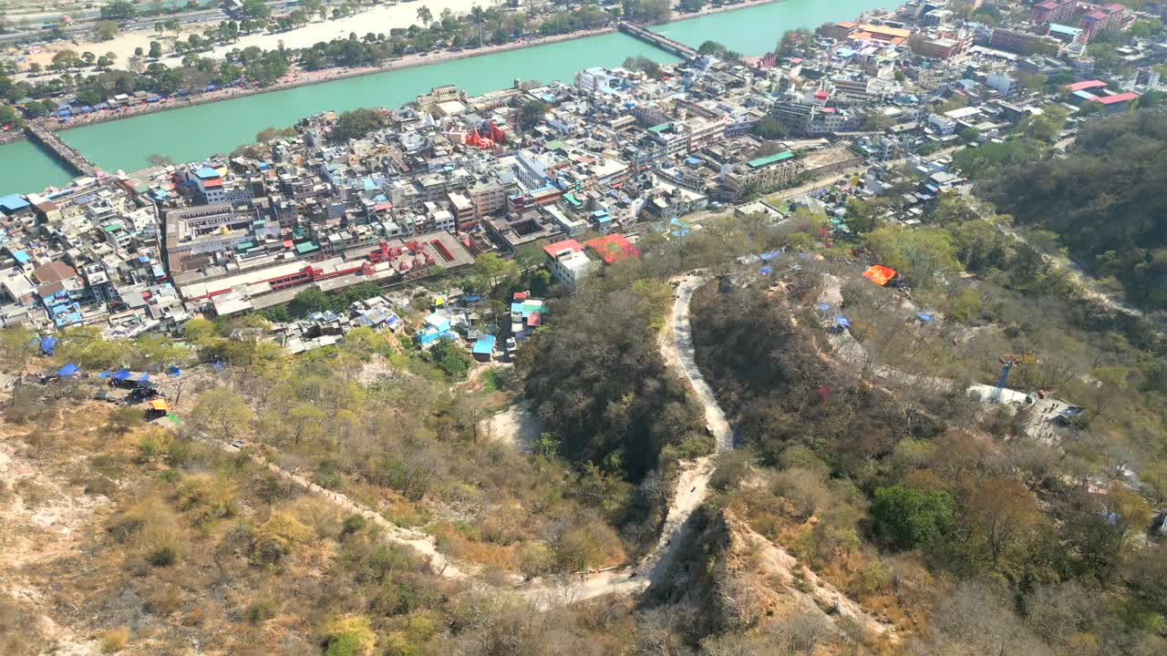 beautiful Ganga ghat of Haridwar bird eye view in india