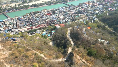 beautiful ganga ghat of haridwar bird eye view in india