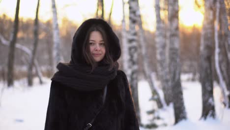 woman in a winter forest