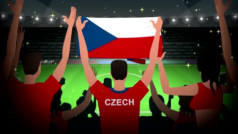 dibujos animados animando a los aficionados al fútbol de la multitud de la república checa animación de fútbol