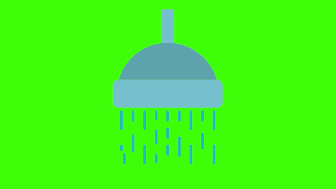 Animation of shower icon on a green screen | Premium Stock Video Footage