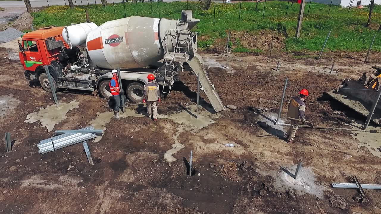 Construction machines on site. Industrial machinery at working construction site