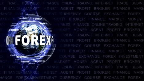 animación de texto con palabras clave y tierra, renderización, fondo, bucle forex