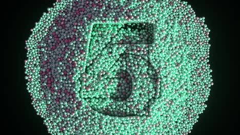 number 7 and 3 formed by spheres