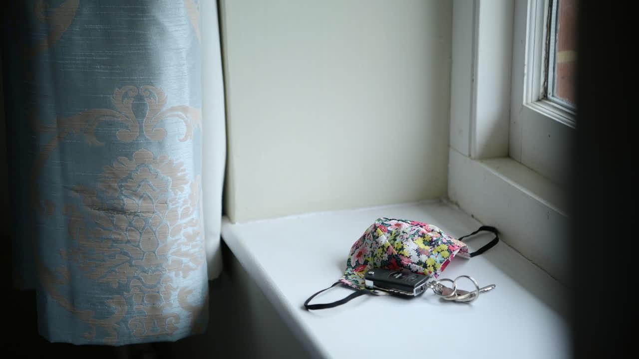 The New Normal of Picking Up Coronavirus Face Mask and Keys, Lockdown Static