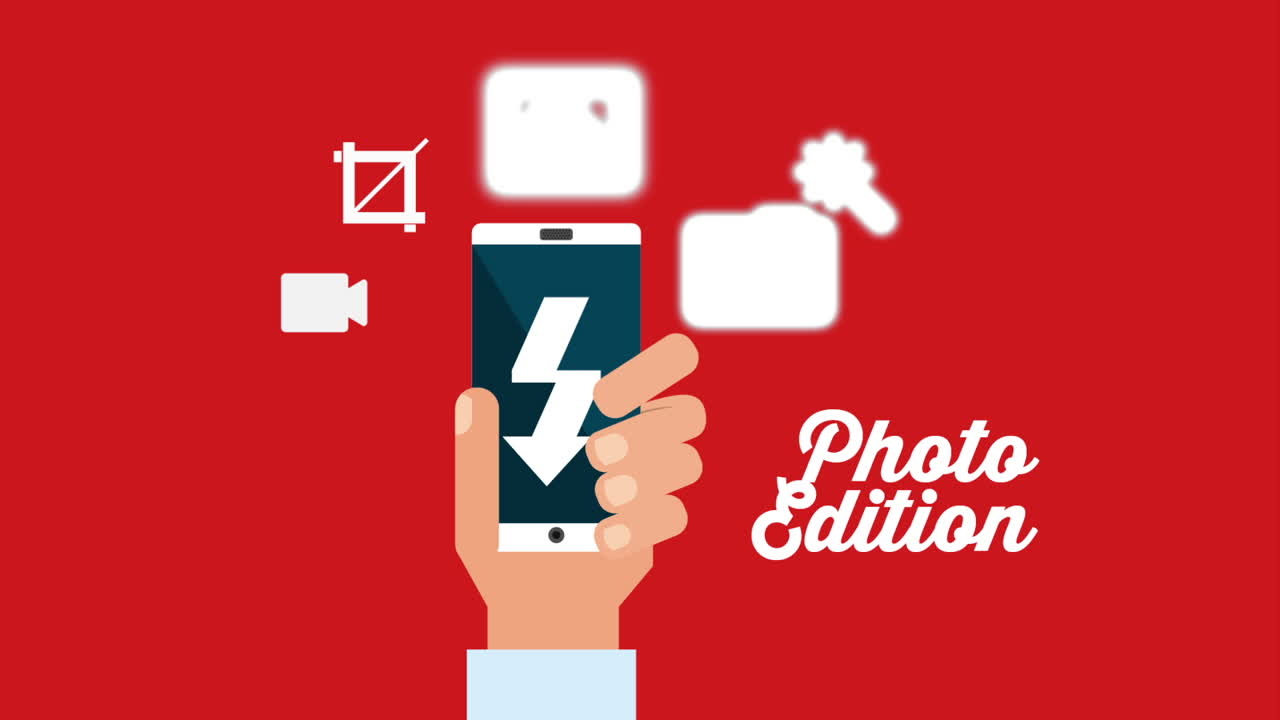 mano usando teléfono inteligente con aplicación de edición de fotos