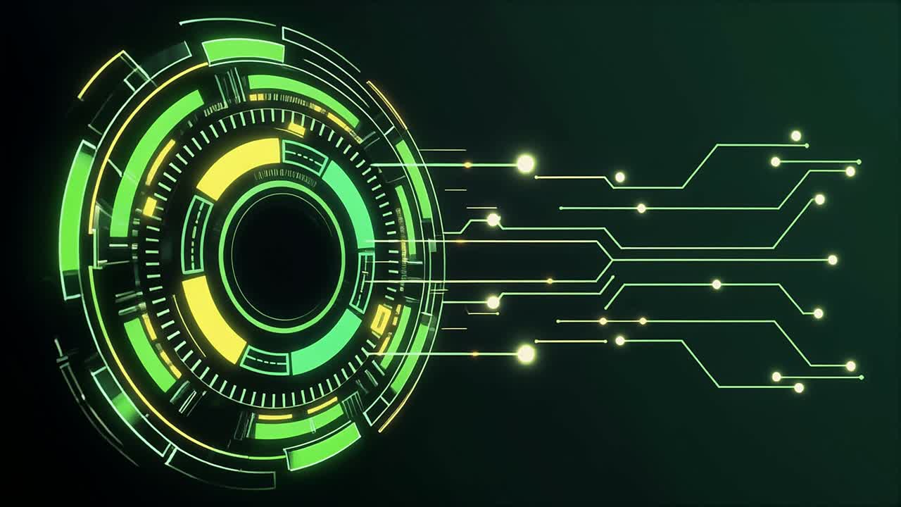 Animated Futuristic HUD Display with Data Connections