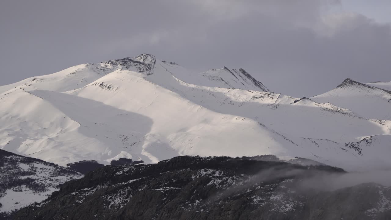 Time-lapse of Snowy Andean Peaks with Drifting Clouds in Southern Patagonia