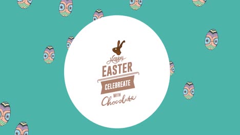 animación de huevos de pascua y texto de feliz pascua