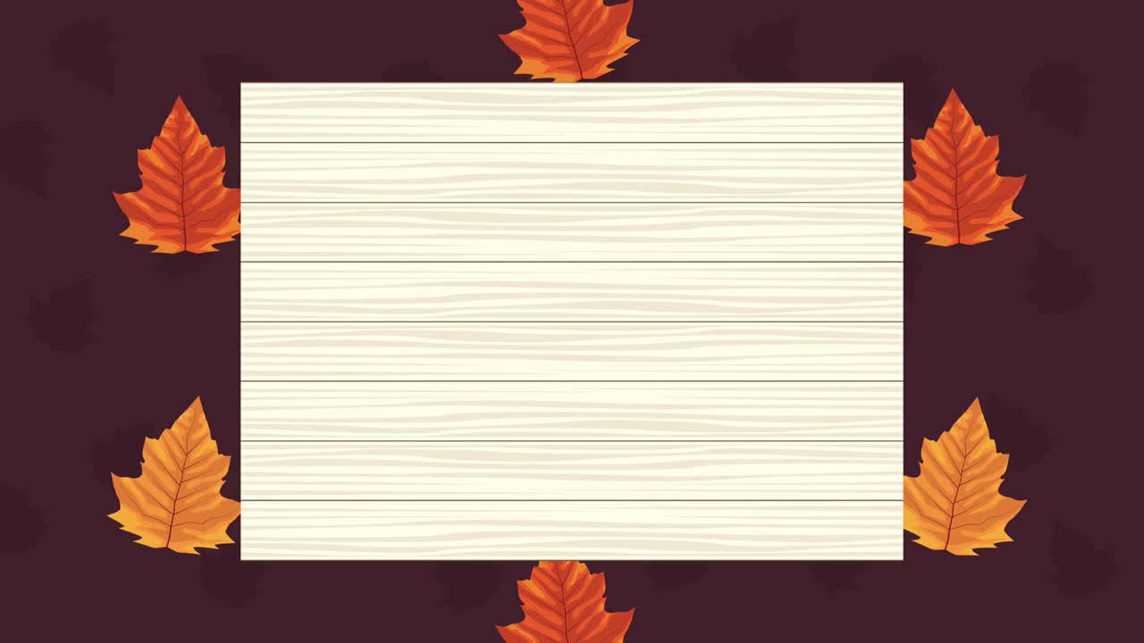 사각형 프레임에 잎을 가진 하늘 가을 애니메이션